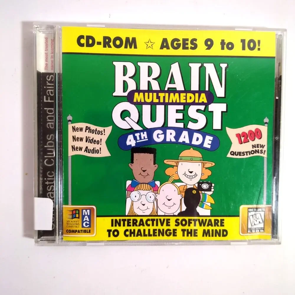 Brain Quest Multimedia 4th Grade PC Mac CD-ROM Video Game Educational Trivia
